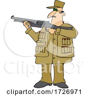 Poster, Art Print Of Cartoon Man Aiming A Shotgun