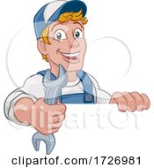 Mechanic Plumber Wrench Spanner Cartoon Handyman