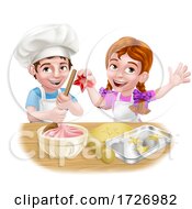 Poster, Art Print Of Kid Chef Cartoon Characters Baking