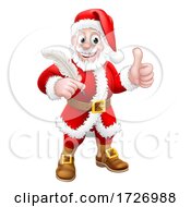 Poster, Art Print Of Santa Claus Quill Pen Thumbs Up Cartoon