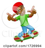 Boy Kid Child On Skateboard Skateboarding Cartoon