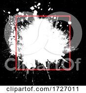 Poster, Art Print Of Grunge Background With Splatter And Red Border