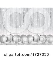 Poster, Art Print Of Christmas Baubles On A Snowflake And Wooden Background