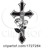 Poster, Art Print Of Funerary Cross And Roses