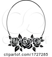 Black And White Oval Rose Frame by Vector Tradition SM