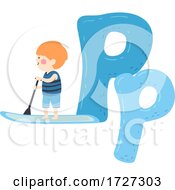 Poster, Art Print Of Kid Boy Paddleboarding Sport Alphabet Illustration
