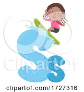 Poster, Art Print Of Kid Girl Surfing Sport Alphabet Illustration