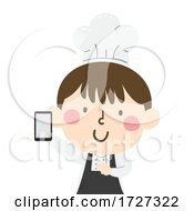 Poster, Art Print Of Kid Boy Chef Phone Contact App Illustration