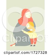 Poster, Art Print Of Mother Muslim Hug Child Illustration