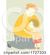 Poster, Art Print Of Family Dad Man Hug Child Kid Boy Illustration