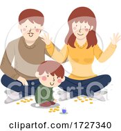 Family Play Dreidel Illustration