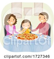 Poster, Art Print Of Stickman Family Eat Pizza Illustration
