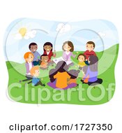 Poster, Art Print Of Stickman Family Play Group Outdoor Illustration