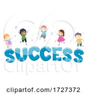 Poster, Art Print Of Stickman Kids Social Skills Celebrating Success