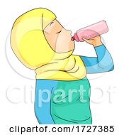 Poster, Art Print Of Girl Muslim Hydrating After Sports Illustration
