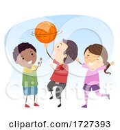 Stickman Kids Basketball Ball Spin Illustration