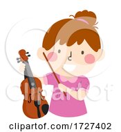 Kid Girl Hold Viola Illustration