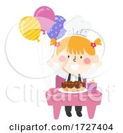 Poster, Art Print Of Kid Girl Chef Desk Class Birthday Illustration