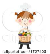 Kid Girl Chef Basket Vegetables