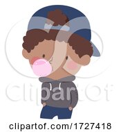 Poster, Art Print Of Kid Boy Chewing Gum Bubble Illustration