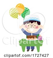 Poster, Art Print Of Kid Boy Muslim Class Birthday Balloon Illustration