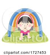Poster, Art Print Of Kid Girl Pool Noodle Obstacle Course Illustration
