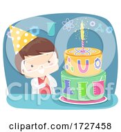 Poster, Art Print Of Kid Boy Birthday Cake Science Lab Illustration