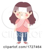 Poster, Art Print Of Kid Girl Forehead Blank Note Illustration