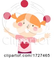 Poster, Art Print Of Kid Girl Juggling Three Balls Illustration