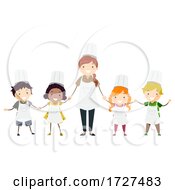 Poster, Art Print Of Stickman Kids Chef Teacher Class Illustration
