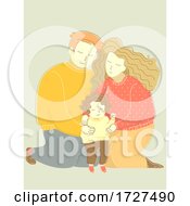 Poster, Art Print Of Family Dad Mom Hug Child Kid Girl Illustration