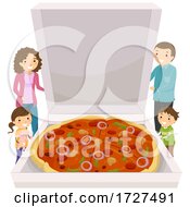 Stickman Family Big Pizza Box Illustration