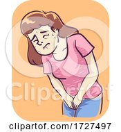 Poster, Art Print Of Girl Symptom Pelvic Pain Illustration