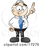 Male Caucasian Office Nerd Business Man Mascot Cartoon Character Pointing Upwards