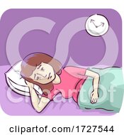Poster, Art Print Of Pregnant Woman Difficult Sleep Illustration