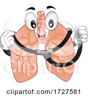 Poster, Art Print Of Mascot Lungs Hold Stethoscope Illustration