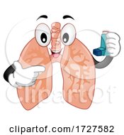 Poster, Art Print Of Mascot Lungs Hold Inhaler Illustration