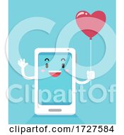 Mascot Phone Heart Balloon Illustration