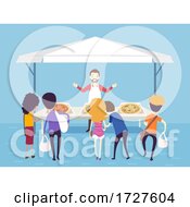 Poster, Art Print Of Man People Pizza Stall Illustration