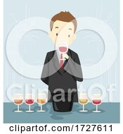 Poster, Art Print Of Man Taste Wine Illustration