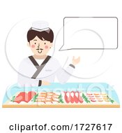 Poster, Art Print Of Man Sale Sushi Speech Bubble Illustration