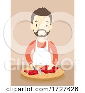 Poster, Art Print Of Man Meat Cutting Apron Illustration