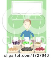 Poster, Art Print Of Man Dried Fruits Store Marketplace Illustration