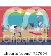Poster, Art Print Of People Setup Theater Stage Illustration