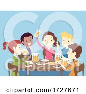 People Friends Drink Beer Day Illustration
