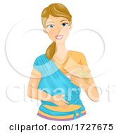 Mom Woman Breast Feed Baby Sling Illustration