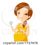 Girl Pregnant Woman Blood Sugar Test Illustration