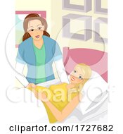 Poster, Art Print Of Girl Home Birth Midwife Illustration