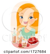 Girl Make Apple Cider Juice Illustration