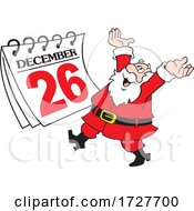 Poster, Art Print Of Cartoon Cheerful Santa Claus With A Day After Christmas Calendar